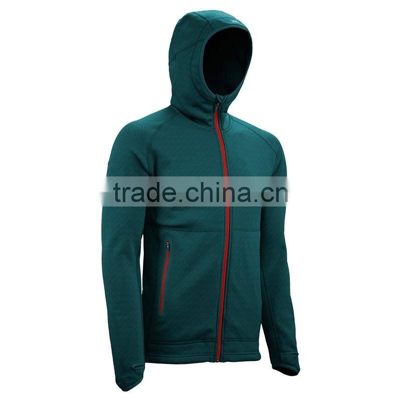 Green hoodie Zipper-up Fleece Jacket For Man