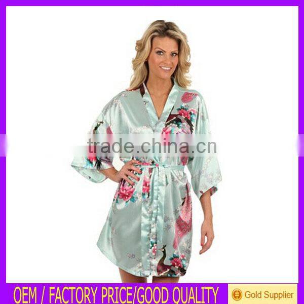 Satin silk bathrobes chinese silk robe ,Satin Night Dress ND013