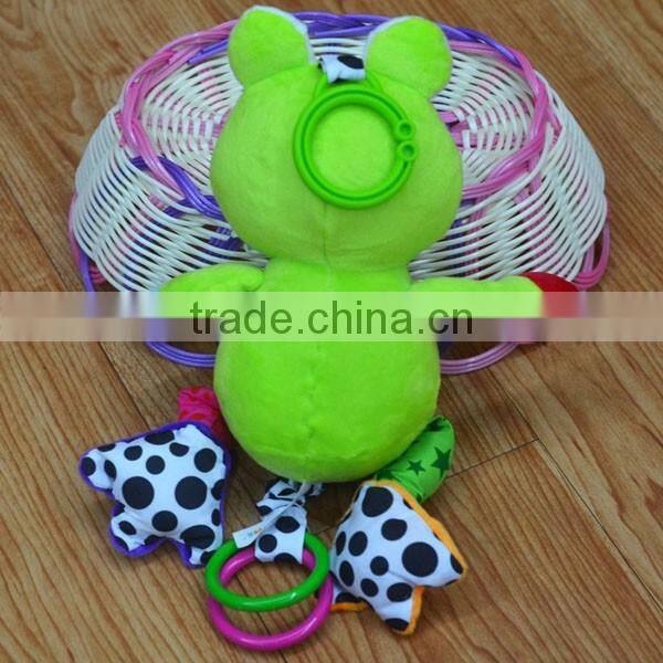 Cute frog pulling musical Plush toys baby educational stuffed & plush toy baby bed hanging toys