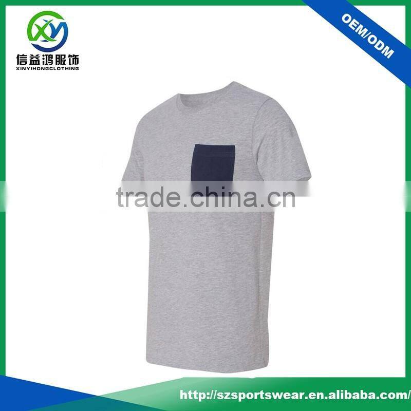 High quality cotton o-neck sport men t shirts with pocket