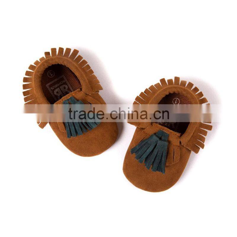 PU baby moccasins with tassels, tassel baby moccasin