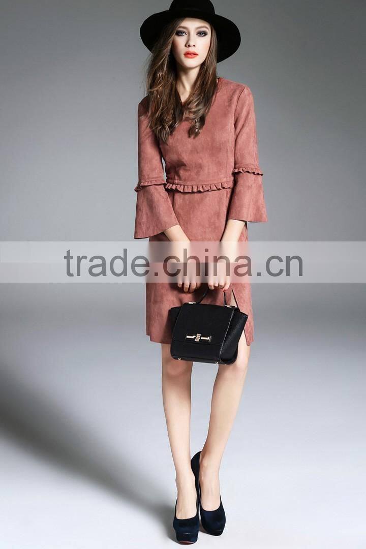 women's spring/autumn new style slim fit suede dress