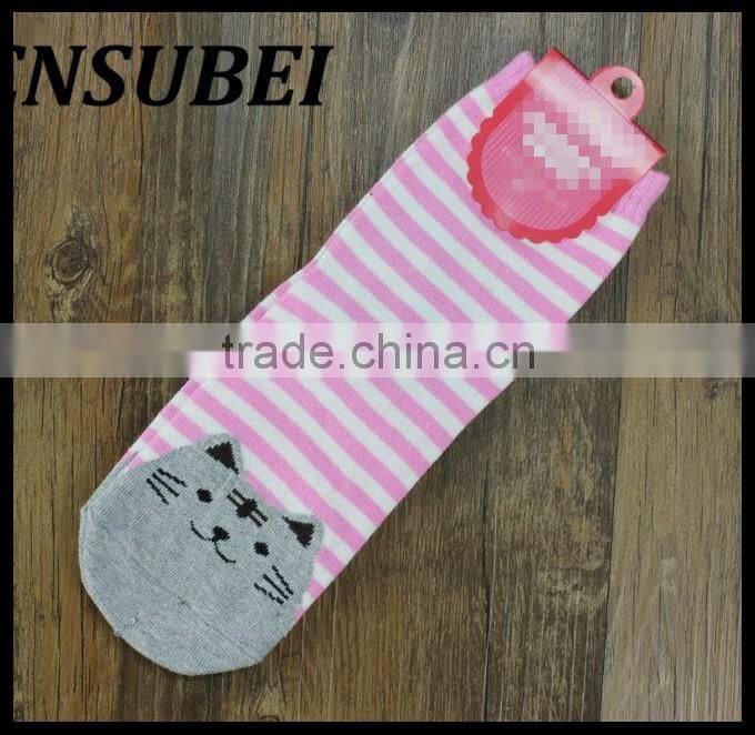 Cute teen girls socks 3D cat socks strip socks