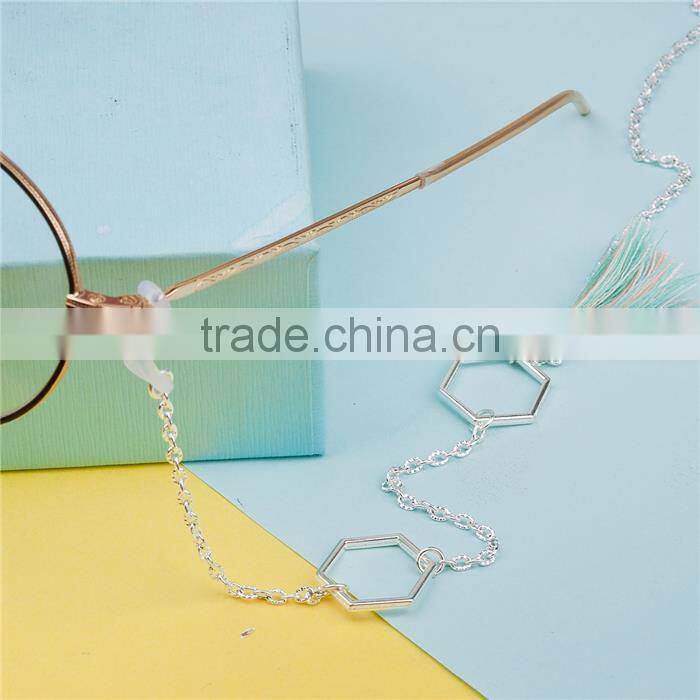 Cotton Eyeglasses Chain Holder Silver Plated Mint Green Honeycomb Tassel