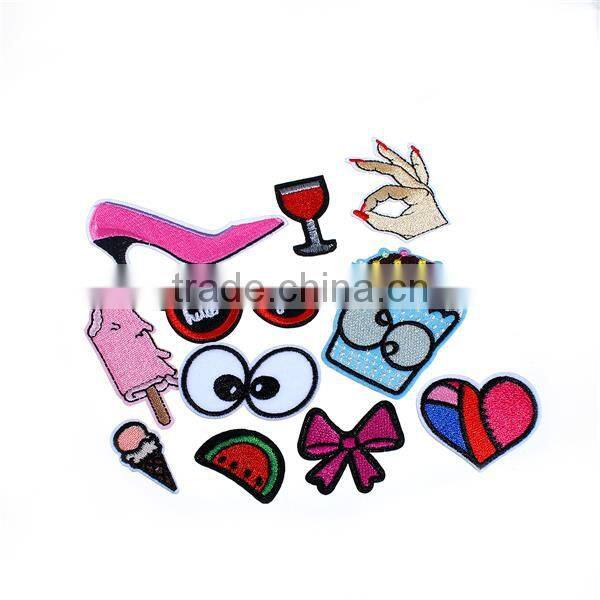 Wholesale At Random Eye Food Embroidery Patch Iron Fabric Iron On Patches