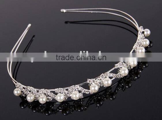 Newest pearl crown wholesale pearl hair band crystal brail hair band