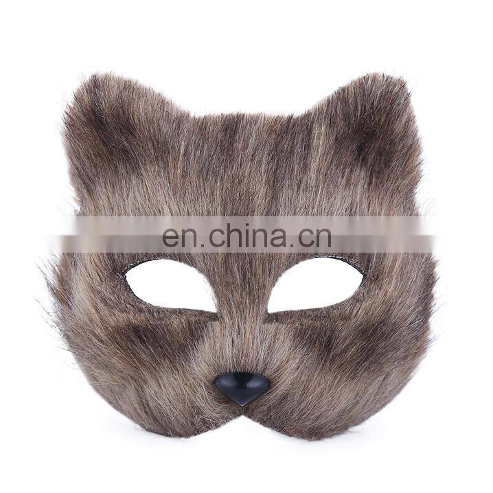 2017 Halloween decorations plastic fox fur animal half face mask for sale wholesale MFJ-0085