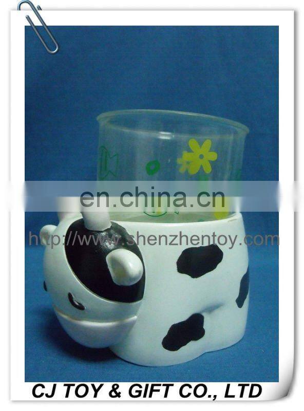 3.15" Plastic Cow Pencil Vase