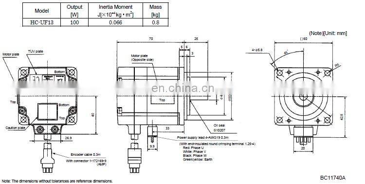 200W Mitsubishi MR-J2 servo motor HC-UF23 for bag making machine
