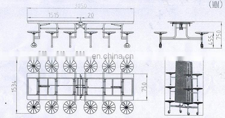 Folding University MDF Cafeteria mobile Canteen School student Dining Table