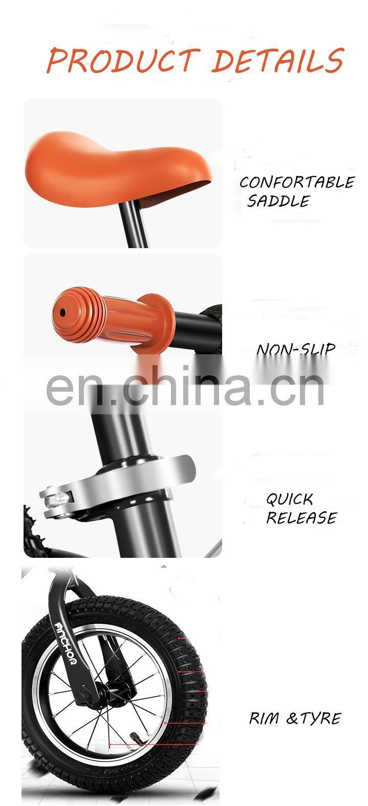 High Quality steel frame kids balance bike 2 in 1 / 12 inch no pedal sliding balance bike (baby balance bike)/ balance bike