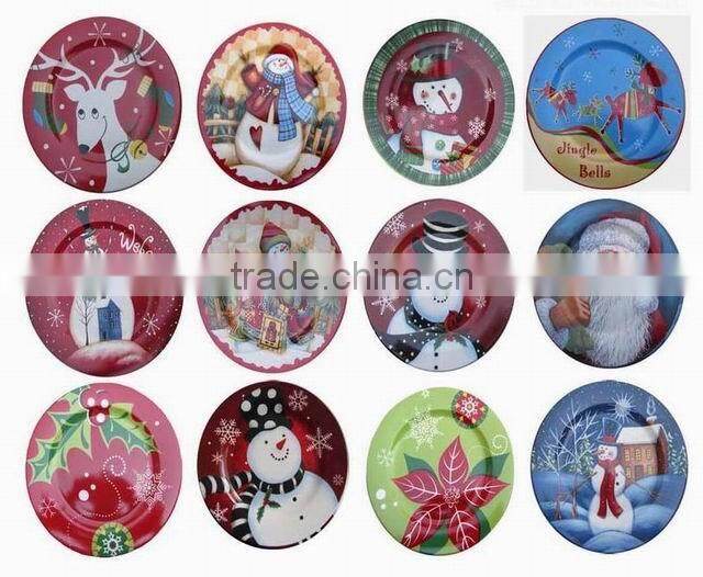 Christmas decoration ceramic wall plate with snowman design