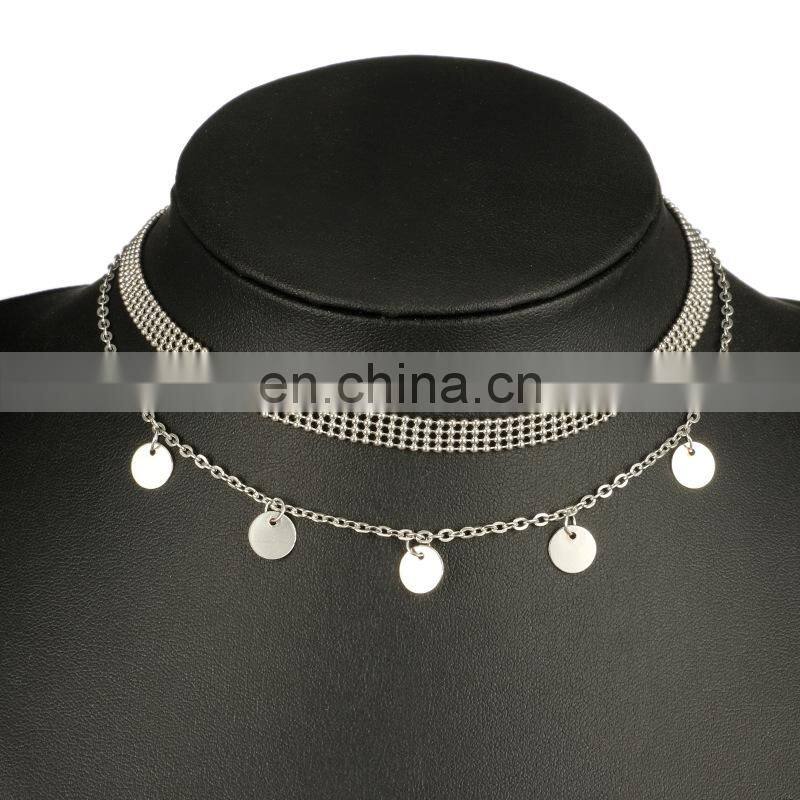 Dainty Gold Color Disc Coin Choker Beads Charms Choker Jewelry Simple Chain Chokers Necklaces for Women Gifts