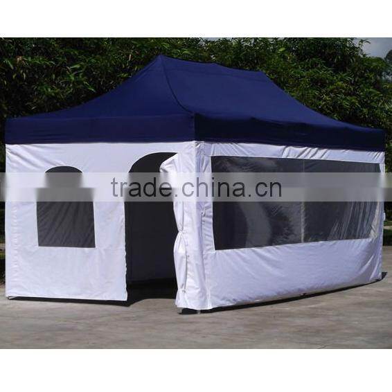 Aluminum Pop Up Tent 3x6m ( 10ft X 20 ft) with Blue & White Canopy & Valance(Unprinted), 4 full walls with windows & door