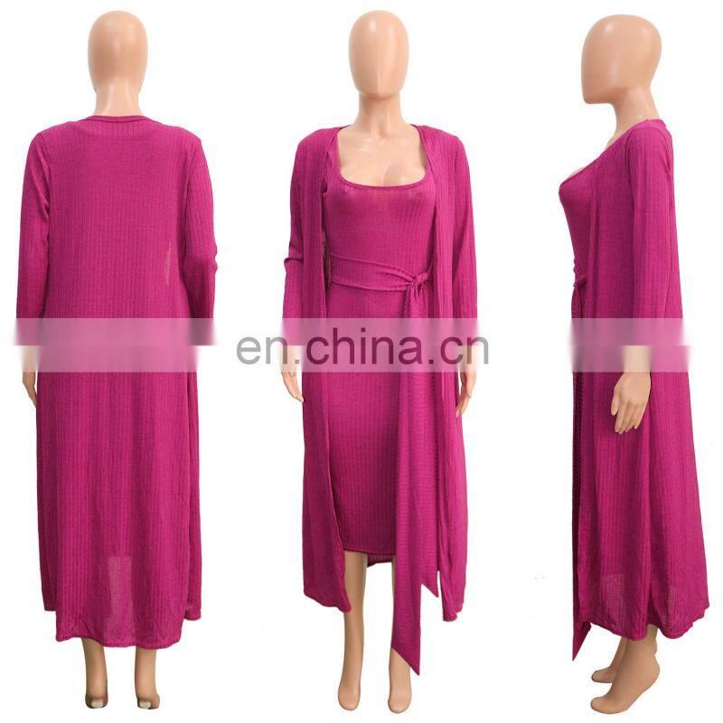 Cross-border fashion sexy suit 2021 new pit strip long-sleeved trendy cloak suspender skirt two-piece suit