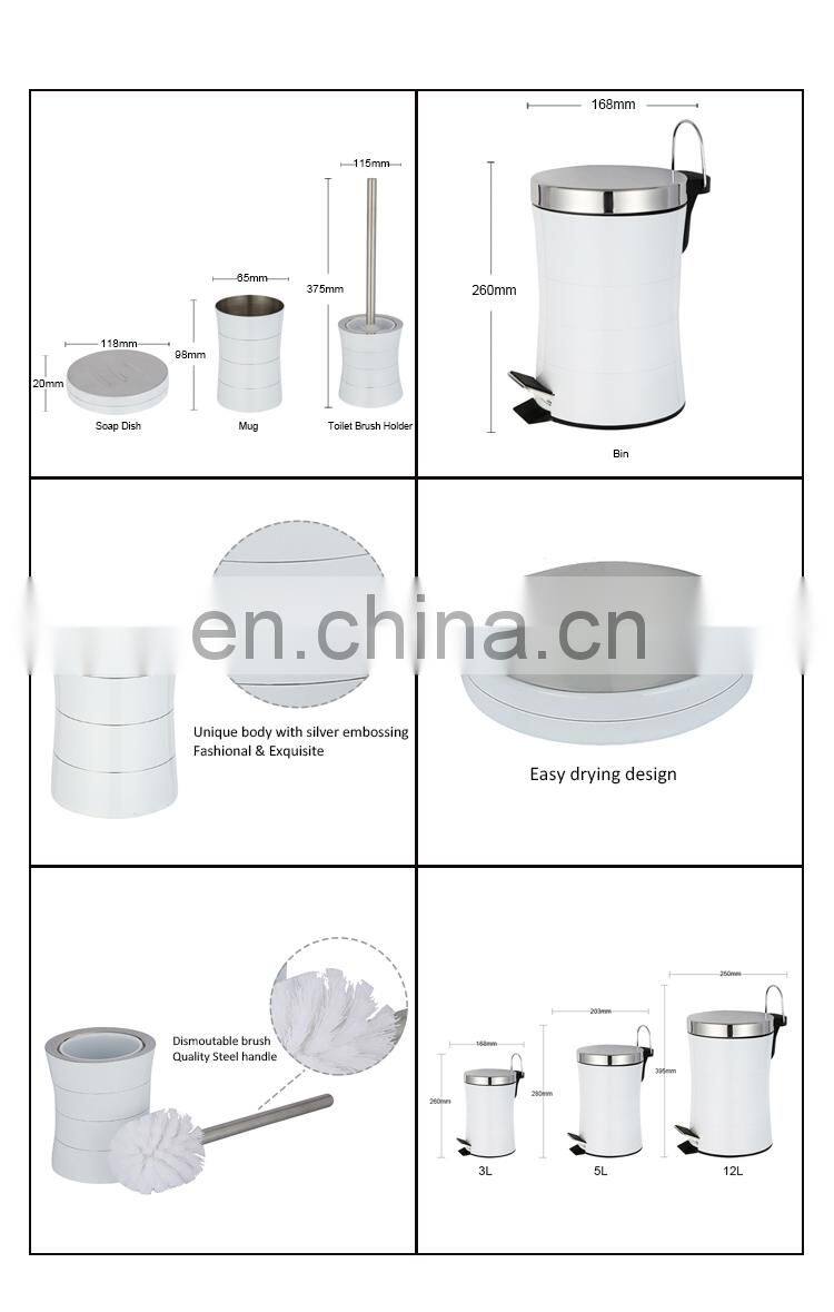 Eco Friendly Luxury Bathroom Toiletry Set Toilet Brush Holder Stainless Steel Bath Accessories Set