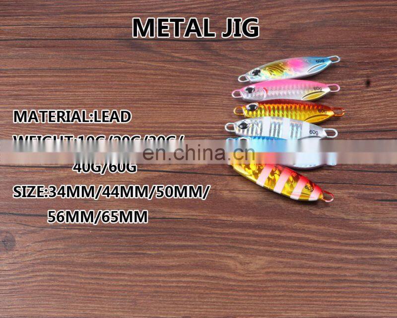 JOHNCOO 10G/20G/30G/40G/60G Lead Metal Jigging Lure Slow Pitch Saltwater/Freshwater Fishing Lure Hard Bait