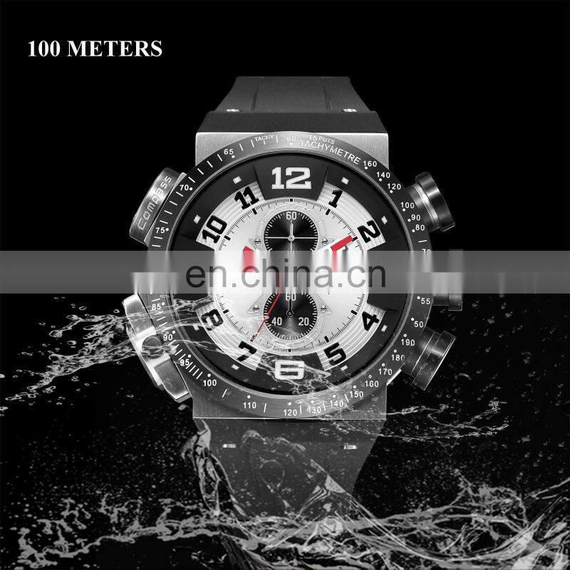 Wholesale custom stainless steel crystal glass compass male dual time men twins quartz watch