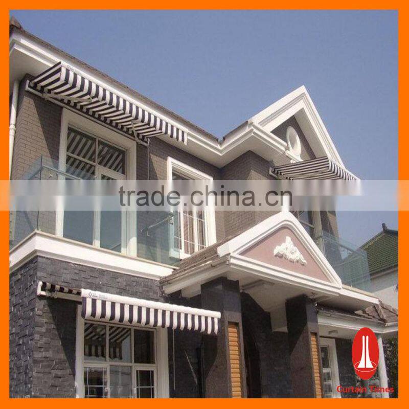 Curtain times Motorized Retractable Awning in Sunshade Fabric