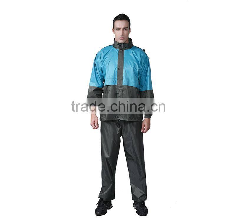 Polyester adult leisure fashion rain coat with pants