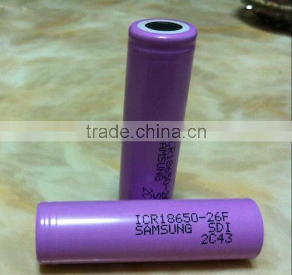 rechargeable 2600mah 18650 battery / ICR 18650-26F original samsung 3.7v 2600mah lithium ion battery