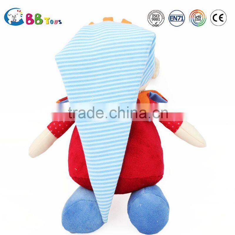 2015 best design plush stuffed red lovely clown dolls for kids