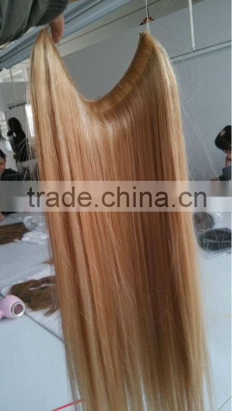 100% human hair Flip In Hair Extensions Halo Hair Extension Good quality