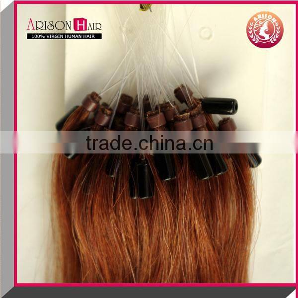 cheap human hair extension ombre micro ring brazilian remy hair extension keratin