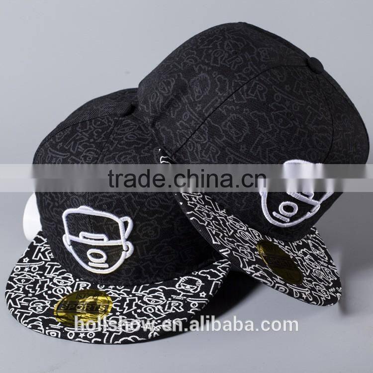 Carton Head Embroidery Adult Lovers Flat Sport Caps Custom Snapback