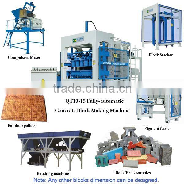 Automatic QT10-15 cement brick manufacture machine