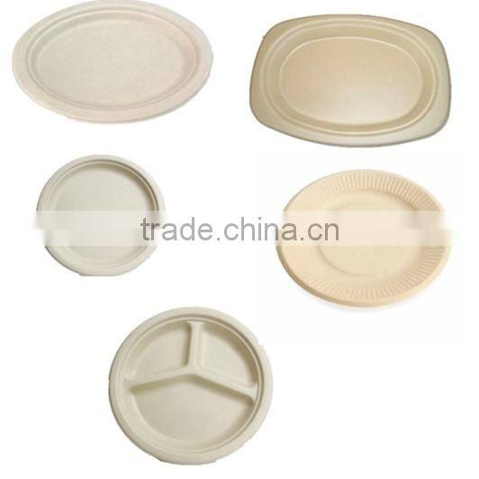 Disposable biodegradable compostable wheat straw oval plates