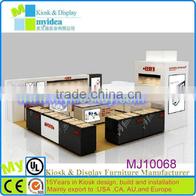 Modern style customized jewelry showcase/jewelry display counter/jewelry kiosk showcase