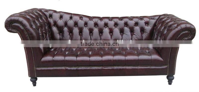Button Tufted Upholstered leather Sofa