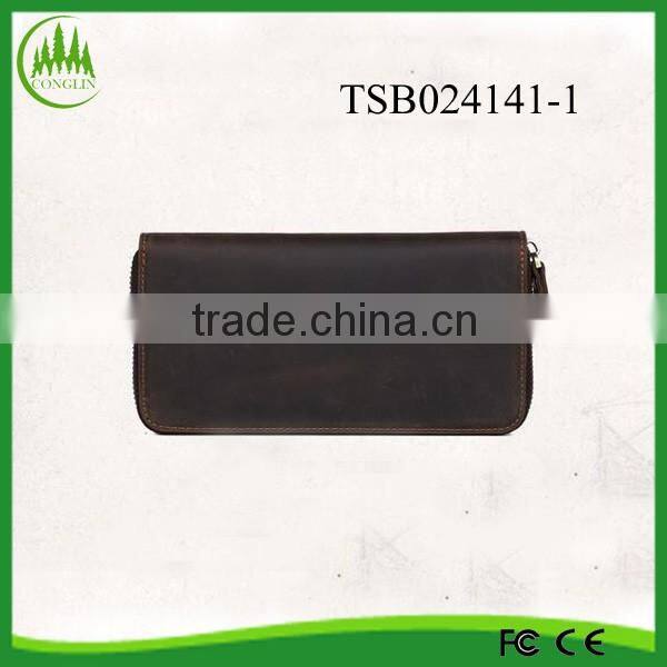 hot sale vintage luxury mens clutch bag cow hide full grain leather long wallets