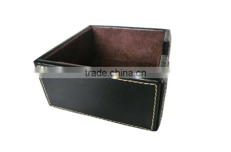 New Arrival Fashion Good Quality Black Leather Desk Notepad Holder