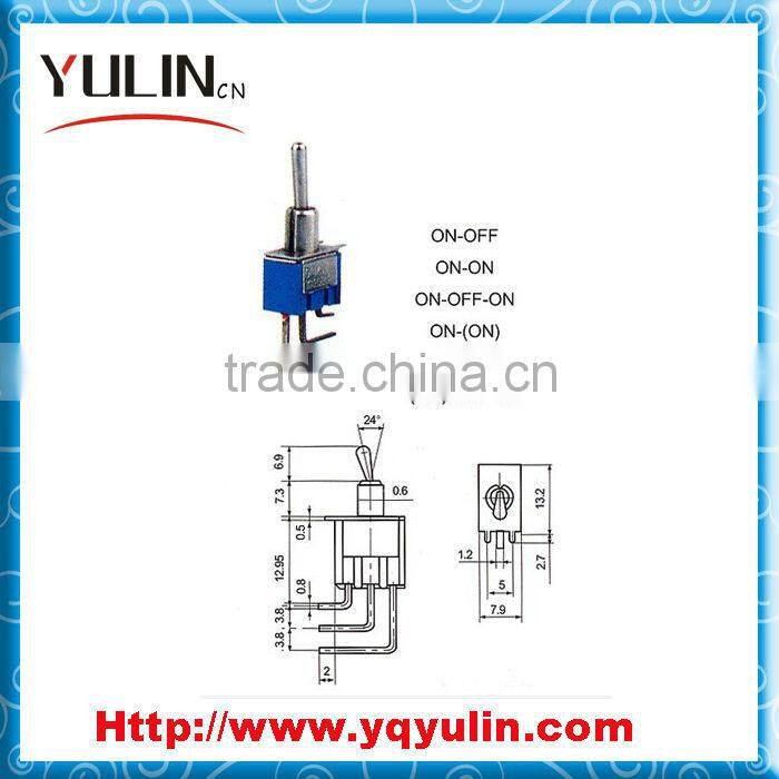 3 Long Pins 48Vac ON-ON Mini Toggle Switch