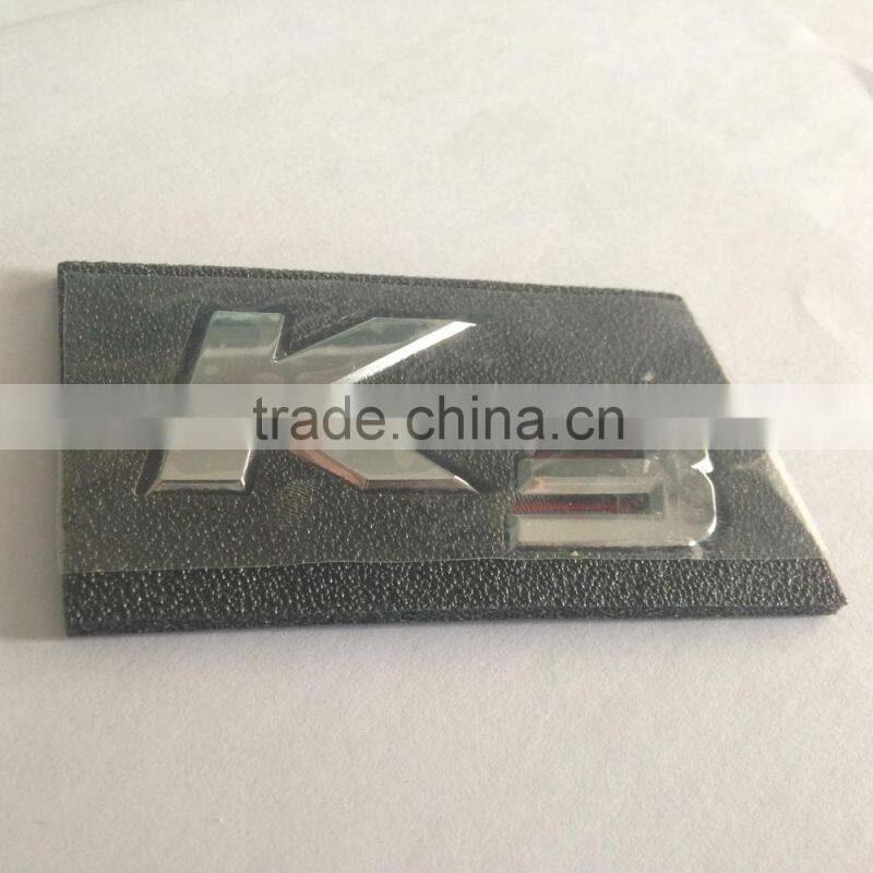 Hot sales 3D outdoors ABS plastic chrome plated self-adhesive K3 car emblem