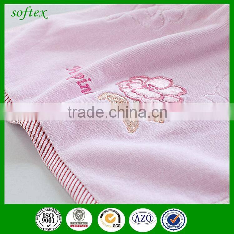 manufacturer wholesale 32s2 cut velvet pile towel cotton terry towel with artificial embroidered roses plum flowers