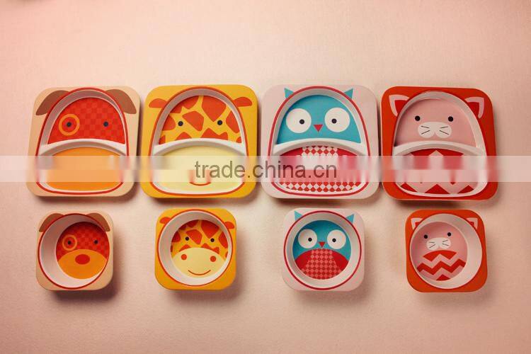 Hot sales Eco bamboo fiber kids dinner ware sets with animal shape