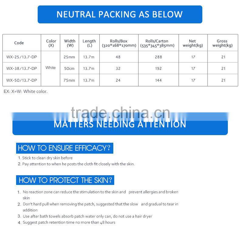 High Quality Breathable Strong Adhesive Waterproof Medical Cotton Rigid Tape Athletic Tape