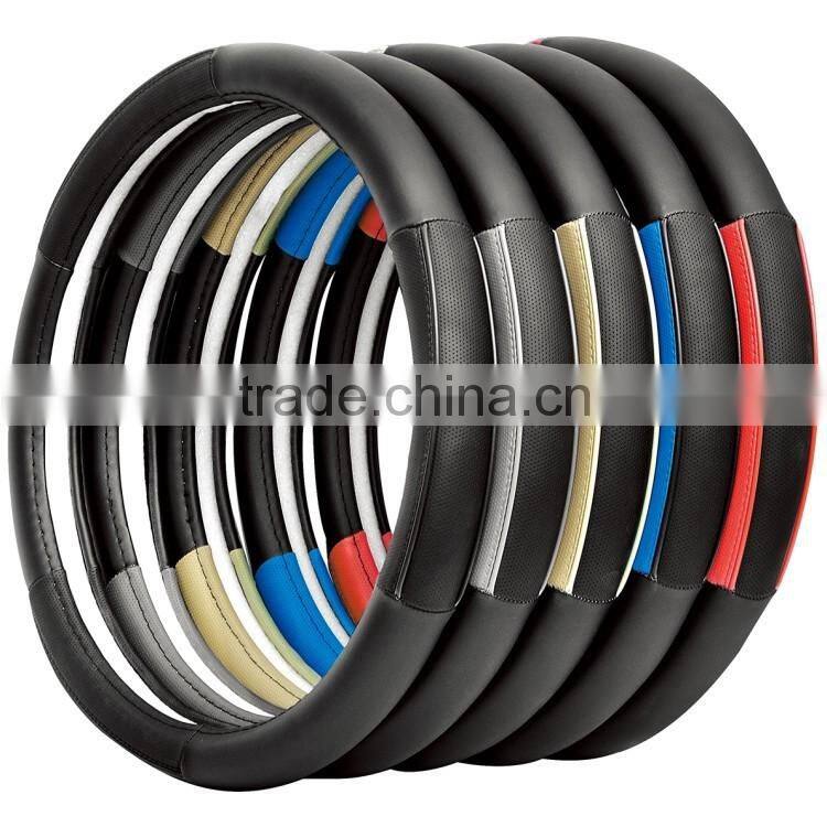 Black Steering Wheel Cover with Woodgrain Design