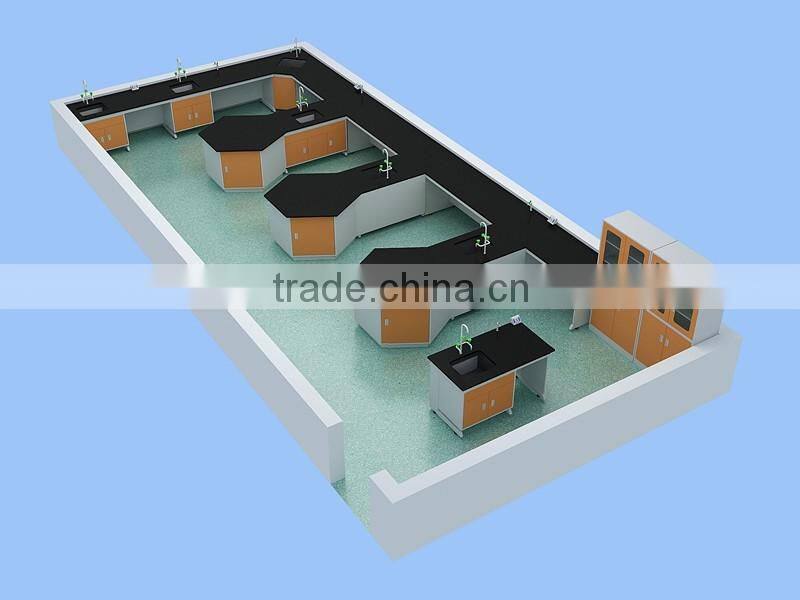 C frame steel wood wall bench for laboratory