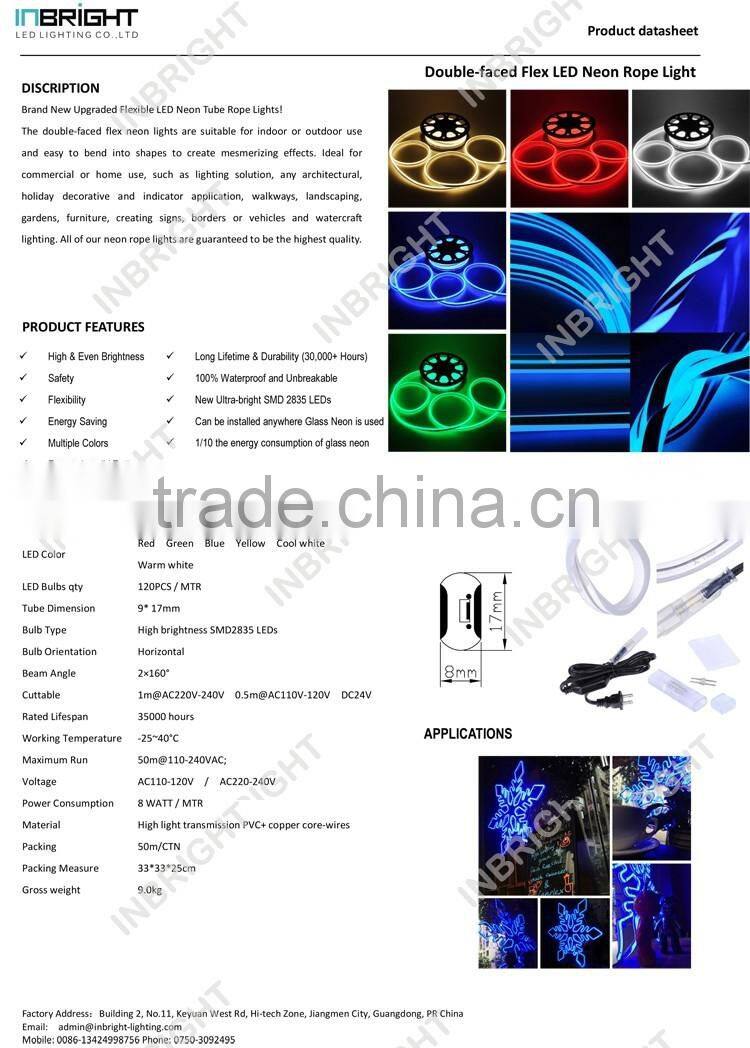 High Brightness SMD 2835 Double-sided Flexible Cold White LED Neon Tube
