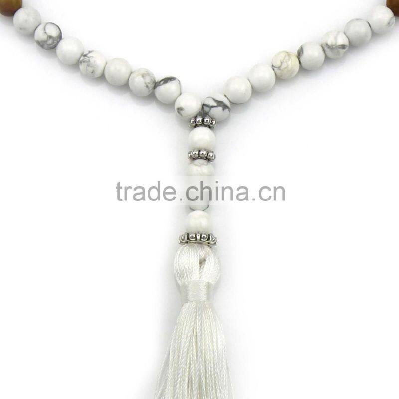 Original Wooden Beads Chain Jade Beads Alloy Beads Long Tassels Necklace