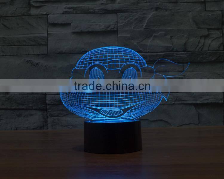 New Teenage Mutant Ninja Turtles colorful 3D LED lamp touch switch night light gradient visual illusion reading lamp Holiday