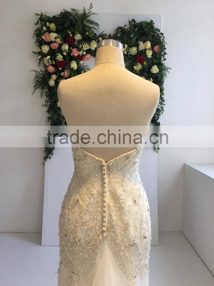Guangzhou Factory Real Sample Latest Alibaba wedding dress 2016 lace appliqued