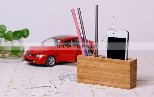Hand made bamboo pen holder,office multifunctional stationery stand, cellphone holder