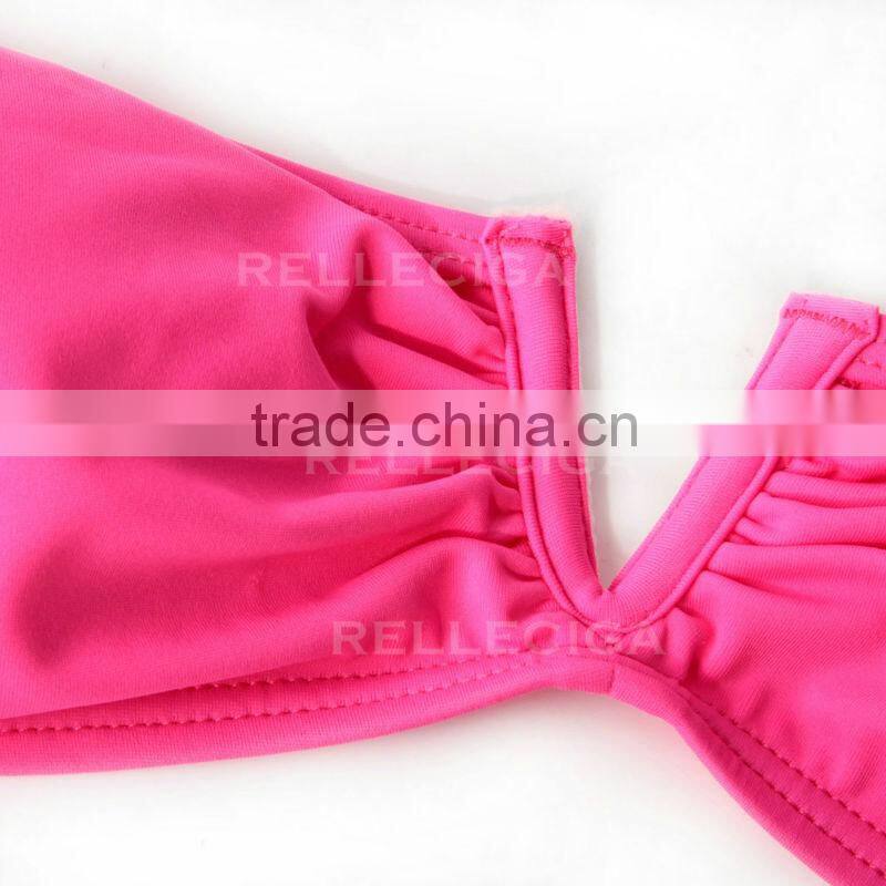 RELLECIGA Swimsuit - Solid Fluorescent/Neon Green Fully Lined Bandeau Top Sexy Young Girl Bikini Set with Removable Padding