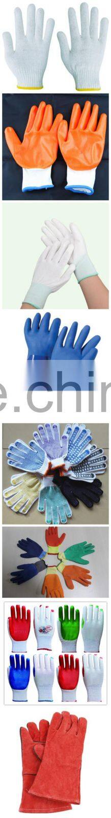 10guage red cotton black latex wrinkle coated gloves