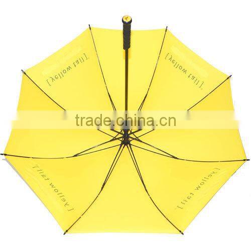 wholesale automatic golf umbrella with T190 pongee fabric and rubber coated plastic handle with custom logo